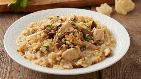 Risoto de Frango com Cogumelos
