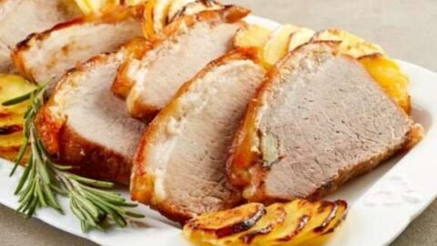 Lombo de porco assado no forno a Portuguesa