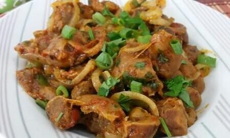 moela acebolada na panela de pressão