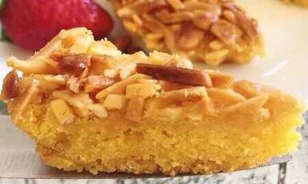 tarte de amêndoa caramelizada com massa quebrada