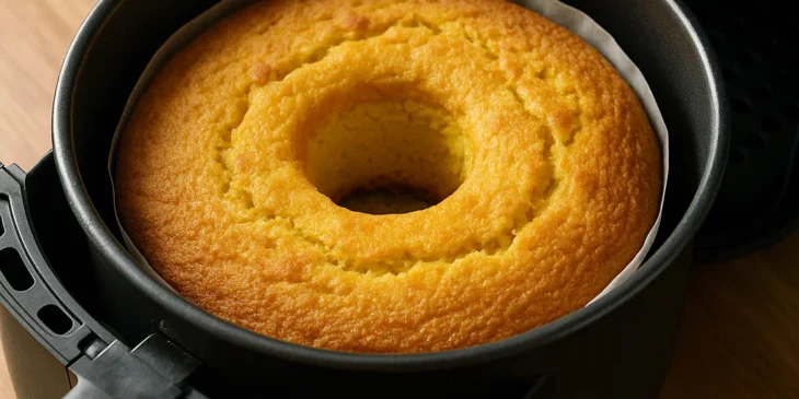 Bolo de milho na air fryer pronto para servir