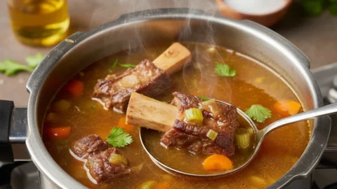 CALDO DE OSSOS NA PRESSÃO colágeno natural pronto em minutos!