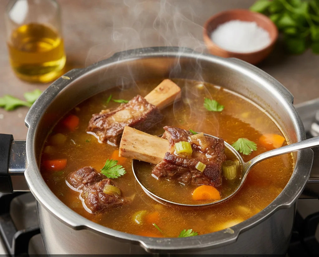 Caldo de Ossos na Pressão, colágeno natural pronto em minutos