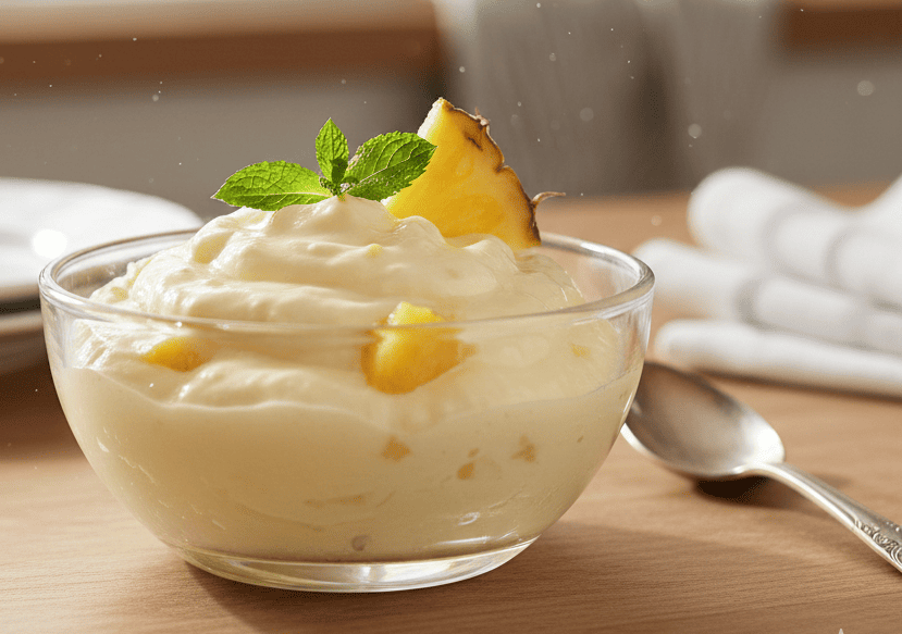 Mousse de Abacaxi Real, cremoso e sem gelatina