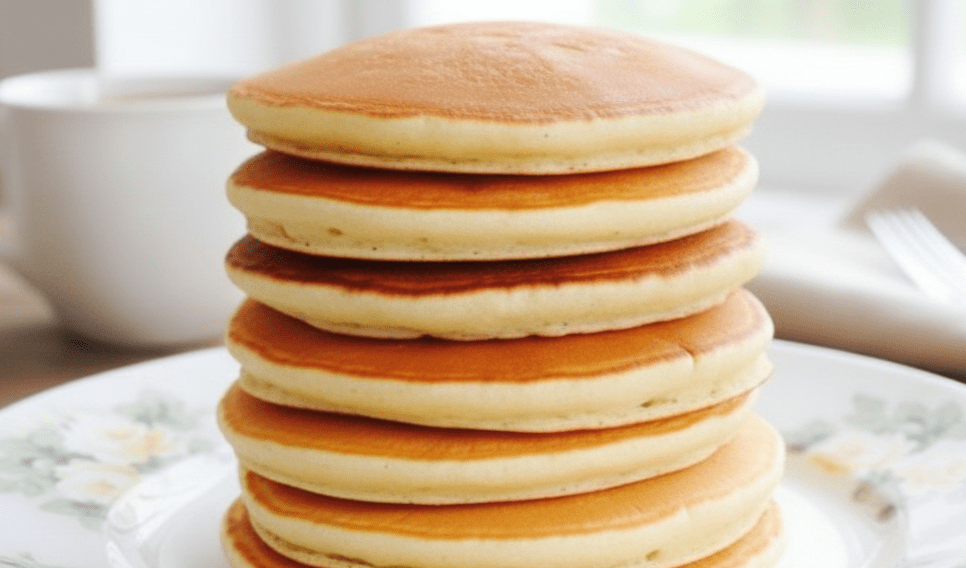 Panqueca americana alta e fofinha pronta para servir