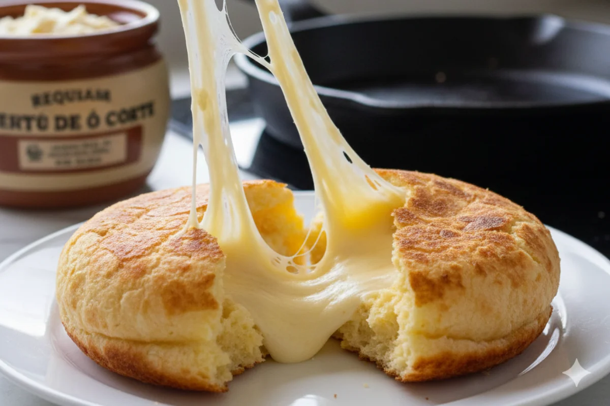Pão de queijo rápido feito na frigideira, fofinho e delicioso