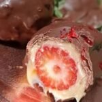 morango cravejado com chocolate meio amargo